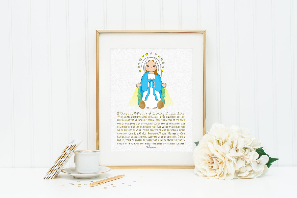 Our Lady of the Miraculous Medal prayer print. Mary Wall Art Poster. N ...