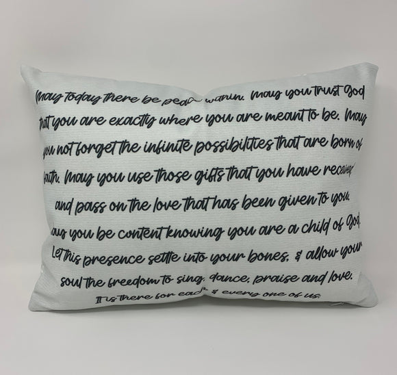 St. Therese of Lisieux prayer pillow. Christian Catholic Gift. Baptism Gift. May today there be peace. First Holy Communion gift.