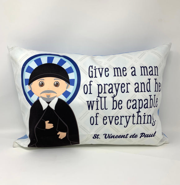 St. Vincent de Paul pillow. Give me a man of prayer. Baptism Gift. Saint pillow. First Holy Communion gift. Vincent Gift. St Vincent