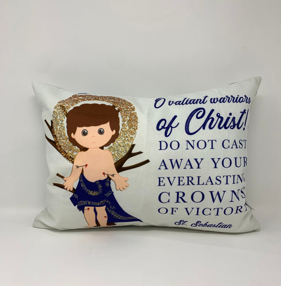 Saint Sebastian Prayer Pillow. Catholic Saints pillow. Baptism Gift. Catholic Gift. First Communion Gift. Sebastian Pillow Gift.
