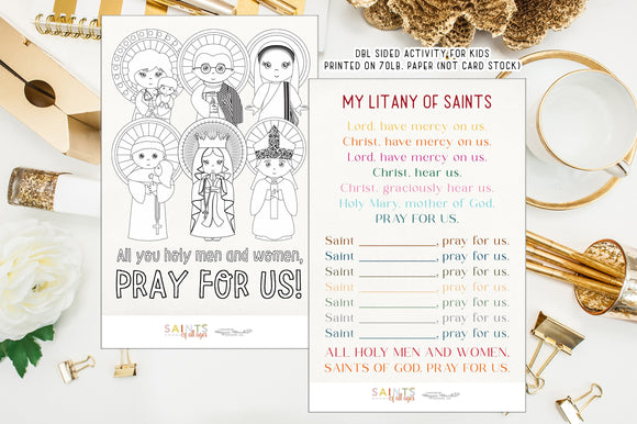 My Litany of Saints Kids activity Sheet. Pray for Us Saint Coloring sheet. All saints day activity. Catholic School All Saint Day Litany