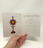 Catholic Mass offering folded Notecard. Catholic notecard. Saint Padre Pio Catholic mass notecard.