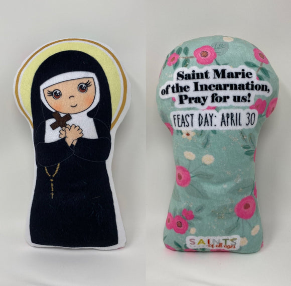 St. Marie of the Incarnation Stuffed Saint Doll. Saint Gift. Easter Gift. Baptism. Catholic Baby Gift. Saint Marie Gift. St. Marie Children's Doll.