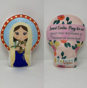 St. Cecilia Stuffed Saint Doll. Saint Gift. Baptism. Catholic Baby Gift. Saint Cecilia Gift. St. Cecilia Children's Doll.