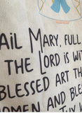 Hail Mary full of Grace Canvas Wall Hanging. Hail Mary Canvas Hanging. Hail Mary prayer Wall Hanging. Kids Room Art. Saint gift. Tapestry