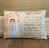 Hail Mary pillow. Baptism Gift. Children's & Nursery Decor, Christian Catholic Gift. First Communion Gift. Hail Mary Gift. Prayer Pillow.