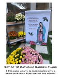 Set of Catholic garden flags. Our lady and Saint themed garden flag set. Catholic gift. Catholic Christmas. Marian garden.