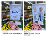 Set of Catholic garden flags. Our lady and Saint themed garden flag set. Catholic gift. Catholic Christmas. Marian garden.