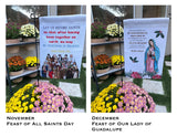 Set of Catholic garden flags. Our lady and Saint themed garden flag set. Catholic gift. Catholic Christmas. Marian garden.