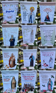 Set of Catholic garden flags. Our lady and Saint themed garden flag set. Catholic gift. Catholic Christmas. Marian garden.