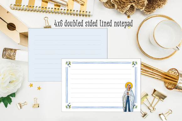 Our Lady of Lourdes 4x6 notepad. Marian notepad. Catholic Gift notepad. Hostess gift. Teacher Gift. Catholic gift. Mary notepad