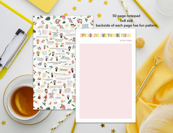 Spread love everywhere you go notepad. Mother Teresa notepad. Catholic Gift notepad. Hostess gift. Christmas gift. Farmhouse kitchen