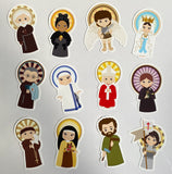 My Saints Static cling Play set. Set of 12, 3" Static Cling Saints with Coordinating booklet. Saint Cling stickers. Baptism Gift. Communion.