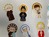 My Saints Static cling Play set. Set of 12, 3" Static Cling Saints with Coordinating booklet. Saint Cling stickers. Baptism Gift. Communion.