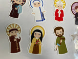 My Saints Static cling Play set. Set of 12, 3" Static Cling Saints with Coordinating booklet. Saint Cling stickers. Baptism Gift. Communion.