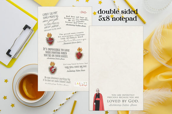 You are infinitely precious because you are loved by God. Fulton Sheen notepad. Catholic Teacher notepad. Teacher Gift. Teacher Appreciation