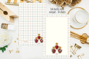 Sacred hearts of Jesus, Mary and Joseph notepad. Sacred Hearts JMJ notepad. Catholic Gift notepad. Hostess gift. Christmas gift. Farmhouse