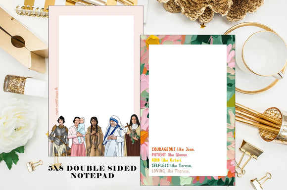 Courageous like Joan notepad. Mother Teresa, Gianna, Kateri, Therese notepad. Catholic Gift notepad. Christmas gift. Female saints notepad