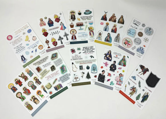 Set of 10 - 4x6 Vinyl Catholic and Saint Stickers. Saint Vinyl Sticker Set. Saint Vinyl Decal Set. Catholic Gift. 4x6 vinyl sheets
