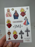 Set of 10 - 4x6 Vinyl Catholic and Saint Stickers. Saint Vinyl Sticker Set. Saint Vinyl Decal Set. Catholic Gift. 4x6 vinyl sheets