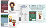 Inspirational Men Saints Learning Cards. Set of 27 Catholic Men Saint Cards. First Communion. Baptism. Catholic Gift. Saint Learning.