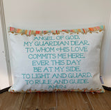 Angel of God pillow. Baptism Gift. Children's pillow. Nursery Decor Christian Catholic Gift. First Communion Gift. Angel of God my Guardian.