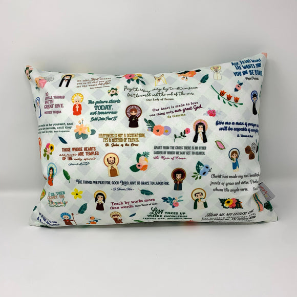 Catholic Saints pillow. Baptism Gift. Mother Teresa, Hail Mary, St. Michael Pillow. Catholic Gift. First Communion Gift. Saint Quotes Pillow