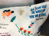 Catholic Saints pillow. Baptism Gift. Mother Teresa, Hail Mary, St. Michael Pillow. Catholic Gift. First Communion Gift. Saint Quotes Pillow