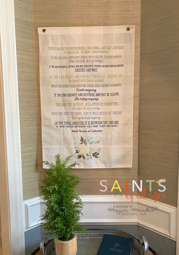 Saint Teresa of Calcutta Canvas Wall Hanging. Mother Teresa Canvas Hanging. People are often Wall Hanging. Saint gift. Catholic Art.