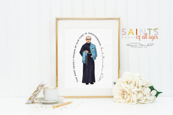 Saint Maximilian Kolbe poster print. St. Max Wall Art Poster. First Communion. Kids Room Print. Prayer Poster. Catholic Poster. Baptism Gift