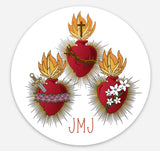 3" Vinyl Waterproof Sacred heart of Jesus, Mary and Joseph Stickers. Sacred heart Water bottle Saint Sticker. Catholic decal. JMJ Decal