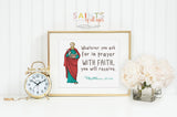 Saint Matthew poster print. Saint Matthew Wall Art Poster. First Communion. Whatever you ask for in prayer Poster. Catholic Baptism Gift