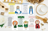 Set of 15 Saint Cards with quotes Set #5. Kid Saint Keychain set. First Communion. Baptism Gift. Catholic Gift. Saint Quotes on keychain.