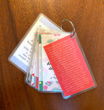 Set of 15 Saint Cards with quotes Set #5. Kid Saint Keychain set. First Communion. Baptism Gift. Catholic Gift. Saint Quotes on keychain.
