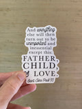 3" Vinyl Waterproof John Paul II Father, Child and Love decal. Father's day decal. Love of the Father vinyl sticker. JPII sticker.