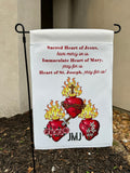 Sacred Hearts of Jesus, Mary and Joseph Garden flag. Catholic gift. Catholic Christmas. JMJ garden. JMJ Gift. Sacred Heart Garden.