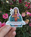 Immaculate heart of Mary 3" Waterproof vinyl Saint Stickers. Kids Water bottle Saint Stickers. First Communion. St Therese quote Decal.