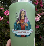 Immaculate heart of Mary 3" Waterproof vinyl Saint Stickers. Kids Water bottle Saint Stickers. First Communion. St Therese quote Decal.