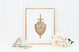 St Michael the Archangel watercolor poster print. St Michael Shield art. Nursery Art. Kids Room Print. Prayer Print Poster. Catholic Poster.