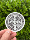 3 Vinyl Waterproof Saint Benedict medal Sticker. St Benedict Medal Water bottle Saint Stickers. St Benedict decal