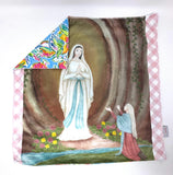 18" Our Lady of Lourdes watercolor Ultra Soft Lovey Mini Blanket. Baby Prayer Blanket. Lovie Blanket. Baptism Gift. Catholic Baby Gift.