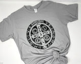 Saint Benedict Medal Catholic T-Shirt. Benedict Medal Shirt. Catholic Shirt. Catholic t-shirt. Men's and women's catholic gift.