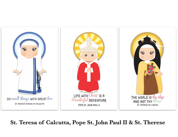 Set of 12 Saint Cards. Kids Saint Cards. First Communion Gift. Baptism Gift. Catholic Gift. Saint Flash Cards. Saint Prayer Cards.