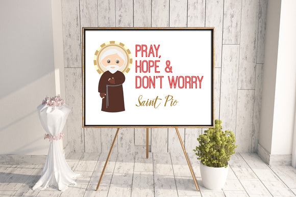 Saint Pio poster print. St. Pio Wall Art Poster. First Communion. Kids Room Print. Prayer Poster. Catholic Poster. Baptism Gift. Padre Pio