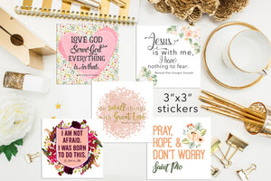 Set of 18 - 3" Saint Stickers. Inspirational Saint Stickers. Planner Stickers. Homeschooling. Catholic Gift. Catholic Saint Stickers.