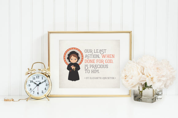 St Elizabeth Ann Seton poster print. St Elizabeth Wall Art Poster. First Communion. Elizabeth Ann Seton Quote Poster Catholic Prayer Poster.