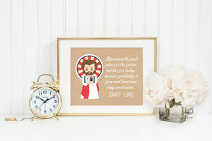 Saint Luke poster print. Saint Luke Wall Art Poster. First Communion. Remember the Past Poster. Catholic Gift. Baptism Gift.