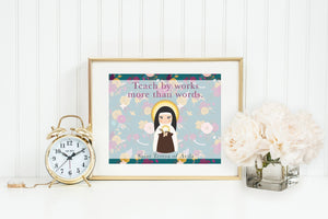 Saint Teresa of Avila poster print. St. Teresa Wall Art Poster. First Communion. Kids Room. Prayer Poster. Catholic Poster. Baptism Gift