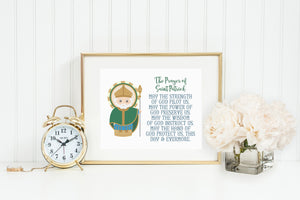 Saint Patrick poster print. St. Patrick Wall Art Poster. First Communion. Kids Room Print. Prayer Poster. Catholic Poster. Baptism Gift.