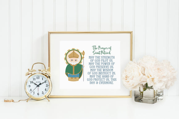 Saint Patrick poster print. St. Patrick Wall Art Poster. First Communion. Kids Room Print. Prayer Poster. Catholic Poster. Baptism Gift.